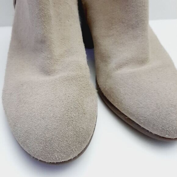 GEOX Respira Suede Ankle Boots Low Heel Side Zippers Beige Sz 7.5 - Picture 7 of 16